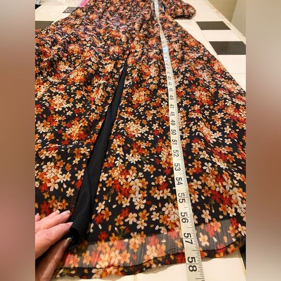 LuLus True To Love Chiffon Wrap Maxi Dress Black Floral Fairy Dark Romantic Chic - Picture 12 of 16